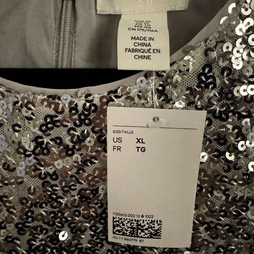 H&M Silver Sequin Mini Dress – Women’s XL – NWT – Party & Holiday Ready! - Picture 8 of 8